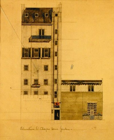 Élévation du studio proposé à Glebe Place et Upper Cheyne Walk - Charles Rennie Mackintosh