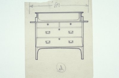 Dessin au trait de mobilier (un banc avec panneaux peints), c.1910 - Charles Rennie Mackintosh