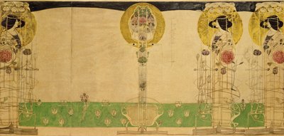 Conception préliminaire pour la décoration murale de la salle du premier étage des salons de thé de Miss Cranston, Buchanan Street, 18967 - Charles Rennie Mackintosh