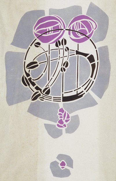 Reproduction moderne du pochoir original de Mackintosh pour décoration murale, motif de rose, 1902 - Charles Rennie Mackintosh