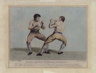 Les boxeurs anglais Daniel Mendoza et Richard Humphreys lors de leur match de boxe le 29 septembre 1790 (gravure) - Charles Reuben (after) Ryley