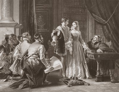 La réticence de Lady Jane Grey à accepter la couronne, gravé par A.H. Payne - Charles Robert (after) Leslie