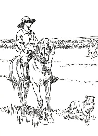 Une station de moutons en Australie, 1912 - Charles Robinson