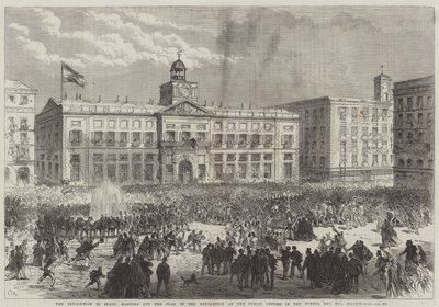 La révolution en Espagne, hisser le drapeau de la révolution aux bureaux publics de la Puerta del Sol, Madrid - Sir John Charles Robinson