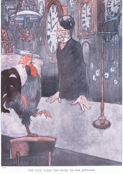 Le coq apporte la perle au bijoutier - Charles Robinson