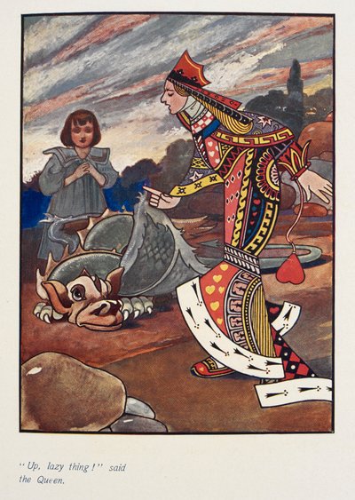 "Debout paresseuse !" dit la Reine. Alice et la reine rouge de cœur. - Charles Robinson