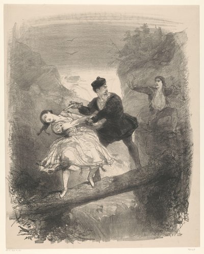 Scène de ballet avec homme et femme au-dessus d