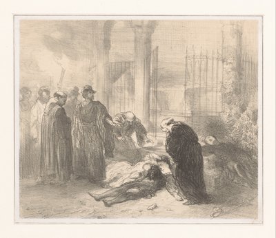 Corps de Roméo et Juliette parmi des figures en deuil - Charles Rochussen