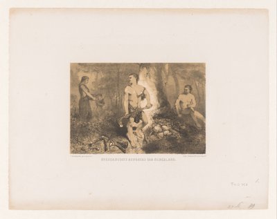 Hommes, femme et enfant dans la forêt - Charles Rochussen