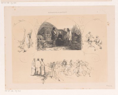 Femme en conversation avec deux hommes - Charles Rochussen