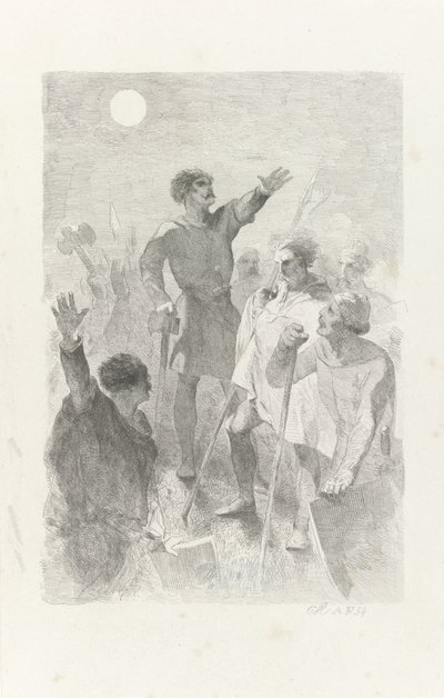 Wilfried entouré de ses guerriers - Charles Rochussen