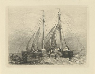 Voiliers sur une plage - Charles Rochussen