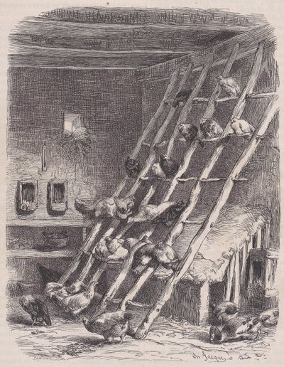 Visite à une ferme - Le Poulailler, du Magasin Pittoresque, ca. 1852 - Charles Tamisier