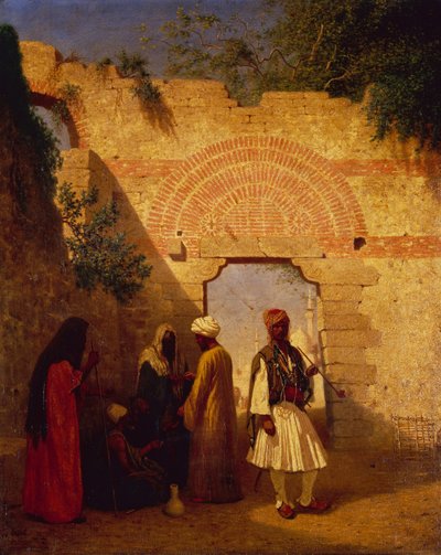Arabes devant une porte, Damas, Syrie - Charles Theodore  Frere