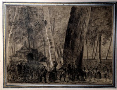 Révolution française : « Le corps de Jean-Paul Marat (1743-1793) enterré dans le jardin des Cordeliers ». Dessin de Charles Thévenin (1764-1838) 1793 Versailles, Musée Lambinet - Charles Thevenin