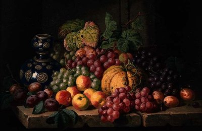 Nature morte avec fruits et vase bleu - Charles Thomas Bale