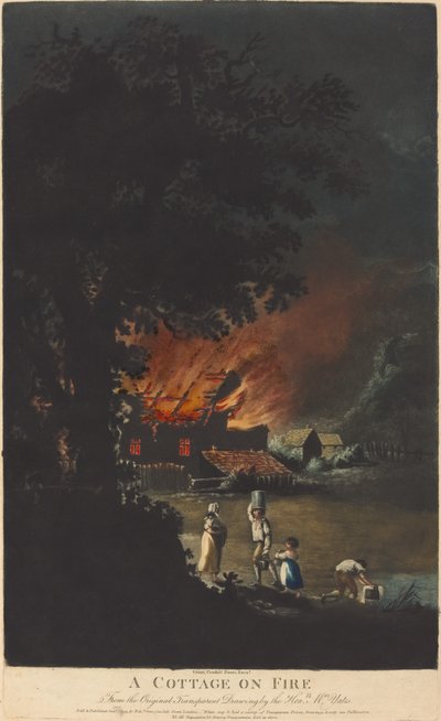Un cottage en feu - Charles Turner