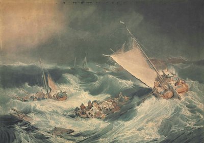 Un naufrage avec des bateaux essayant de sauver l