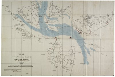 Croquis montrant les défenses et les canaux du port de Charleston, juin 1864 - Charles V. Bartelle