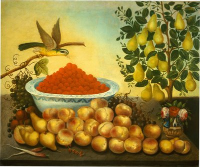Nature morte : Fruits, oiseau et poirier nain - Charles V. Bond