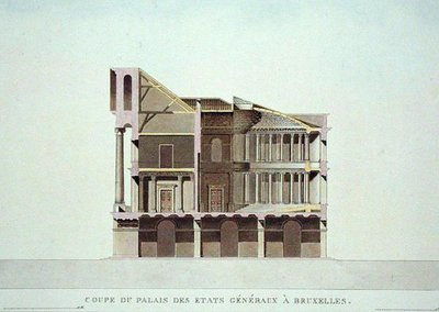 Coupe transversale du Palais des États Généraux, Bruxelles, de 