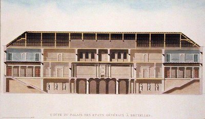 Coupe transversale du Palais des États Généraux, Bruxelles, de 