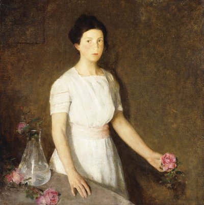 Fille avec une rose rouge - Charles Webster Hawthorne