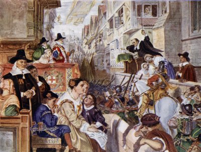 Les soldats de Londres allant combattre du côté parlementaire contre le roi Charles Ier pendant la guerre civile anglaise - Charles West (after) Cope