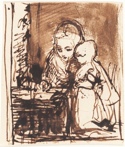 Femme lisant à un enfant - Charles West Cope