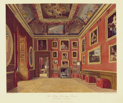 La Chambre de Toilette du Roi, Château de Windsor, des Résidences Royales, gravé par W. J. Bennett, publié par William Henry Pyne, 1816 - Charles Wild