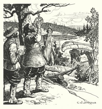 Champlain prenant une observation avec l