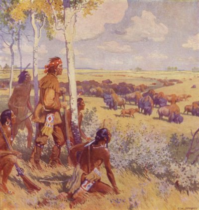 Kelsey aperçoit le buffle - Charles William (after) Jefferys