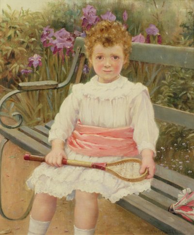 Fille avec une Raquette de Badminton - Charles William Bartlett