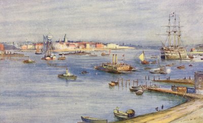 Portsmouth, depuis Gosport - Charles William Wyllie