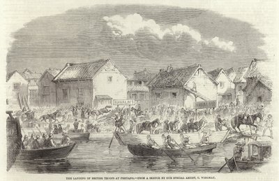 Le Débarquement des Troupes Britanniques à Pehtang - Charles Wirgman