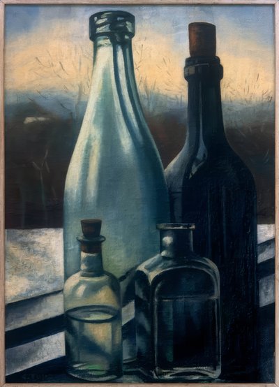Bouteilles devant un paysage hivernal - Charley Toorop