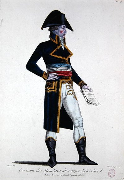 Costume des membres du Corps Législatif pendant la Première République en France, c.1800 - Chataignier Chataignier