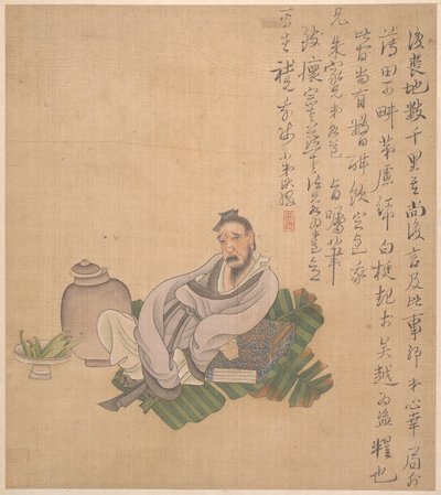 Figures, fleurs et paysages, une feuille datée de 1627 - Chen Hongshou