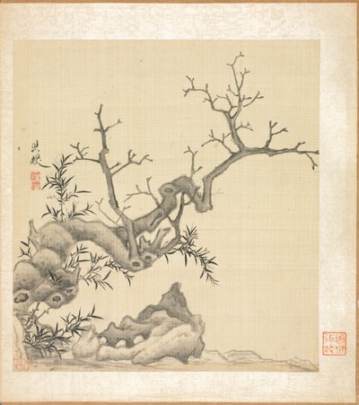 Roche, vieil arbre et bambou - Chen Hongshou