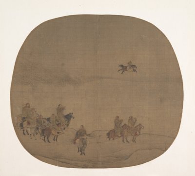 Nomades chassant avec des faucons, début du 13e siècle - Chen Juzhong