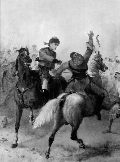 Le lieutenant John Watson du 1er Punjab Cavalry remportant la Croix de Victoria à Lucknow pendant la révolte indienne le 14 novembre 1857 - Chevalier Louis William Desanges