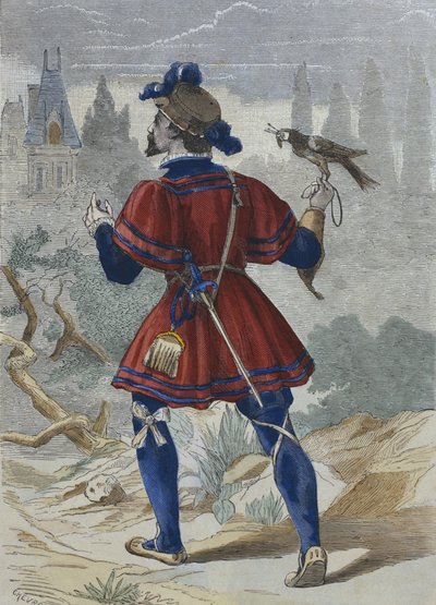 Fauconnier dans la maison de François Ier au 16ème siècle, illustration de 