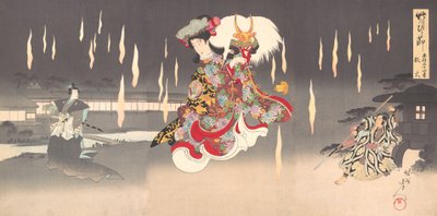 Scène de Foxfire Kitsunebi de la pièce Honcho nijushiko - Chikanobu Yoshu