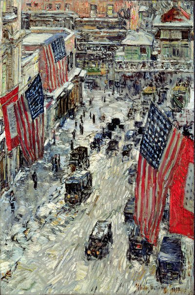 Drapeaux sur la 57e Rue, Hiver 1918 - Childe Frederick Hassam