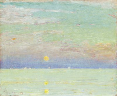 Lever de lune au coucher du soleil, Cape Ann - Childe Frederick Hassam