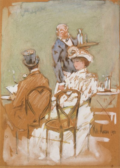 Devant le café sur le Grand Boulevard - Childe Frederick Hassam