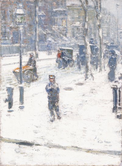 Tempête de neige, Cinquième Avenue, New York - Childe Frederick Hassam