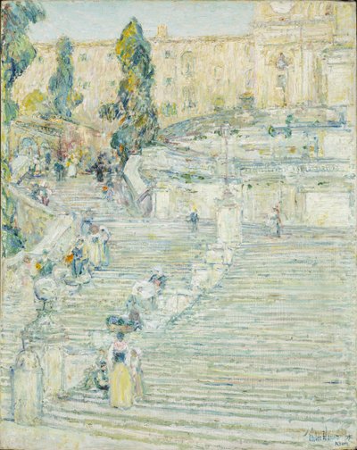 Les escaliers espagnols, Rome - Childe Frederick Hassam