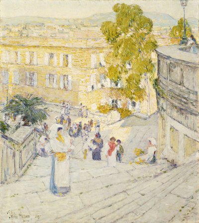 Les Marches Espagnoles de Rome - Childe Frederick Hassam