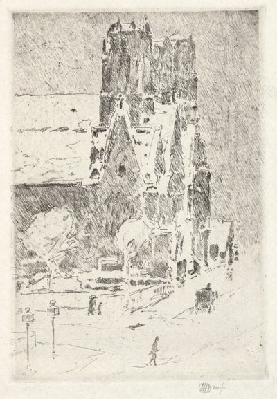 Église du Calvaire sous la neige - Childe Hassam